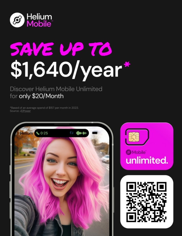 I’m done overpaying for my phone plan. Save up to $1600/year with Helium Mobile's Unlimited Plan. Use my link to subscribe and we’ll both get $5 towards our next bill! 